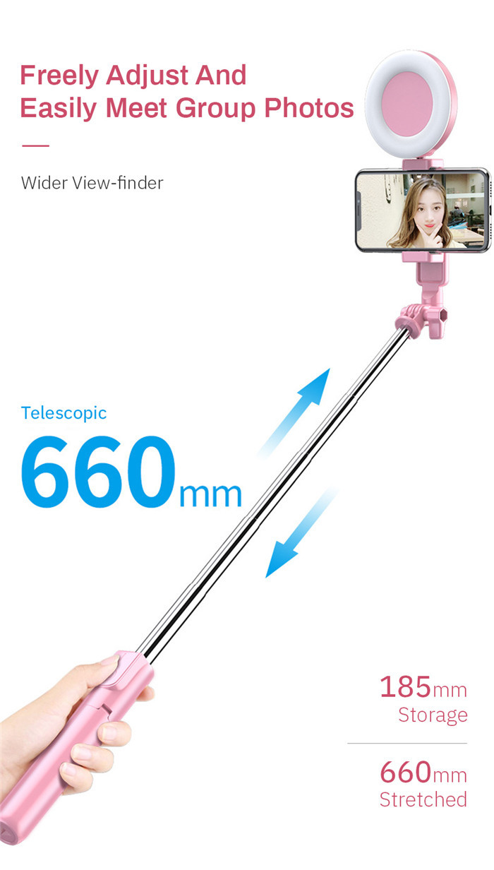 4-in-1 Selfie-Stick mit LED-Ringlicht und Stativ 4