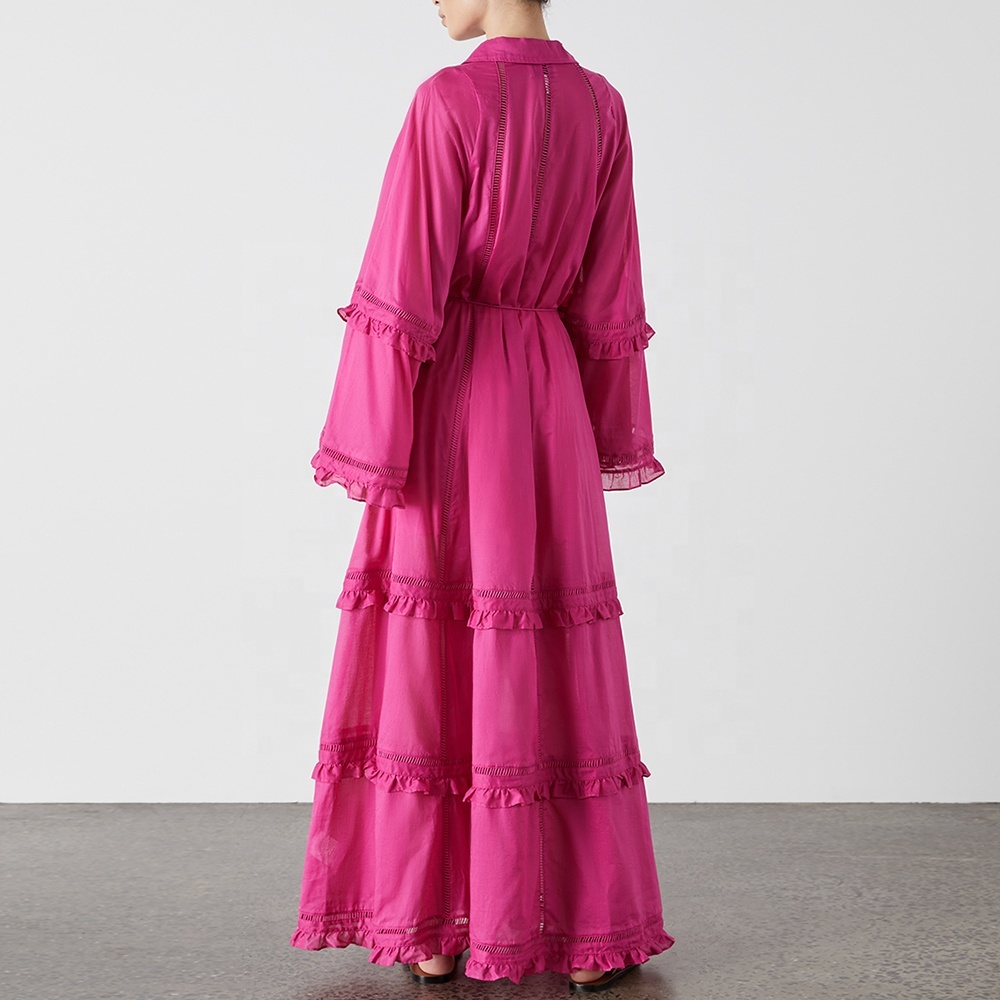 Lockeres Leinen-Maxikleid mit langen Ärmeln 3