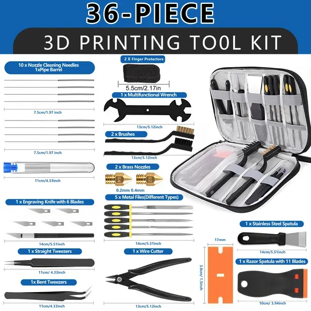 36-teiliges 3D-Drucker-Werkzeugset mit Koffer 1