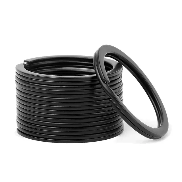Flache Schwarze Metall-Schlüsselringe 20 Stück 3