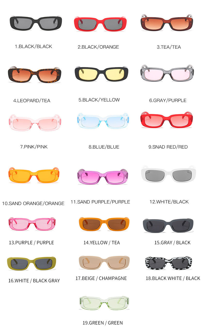 Rechteckige Sonnenbrille Candy-Farben UV400 2
