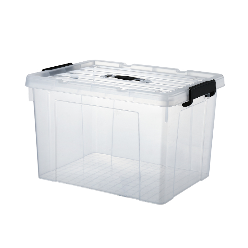 Transparente Aufbewahrungsbox mit Deckel und Rollen 4
