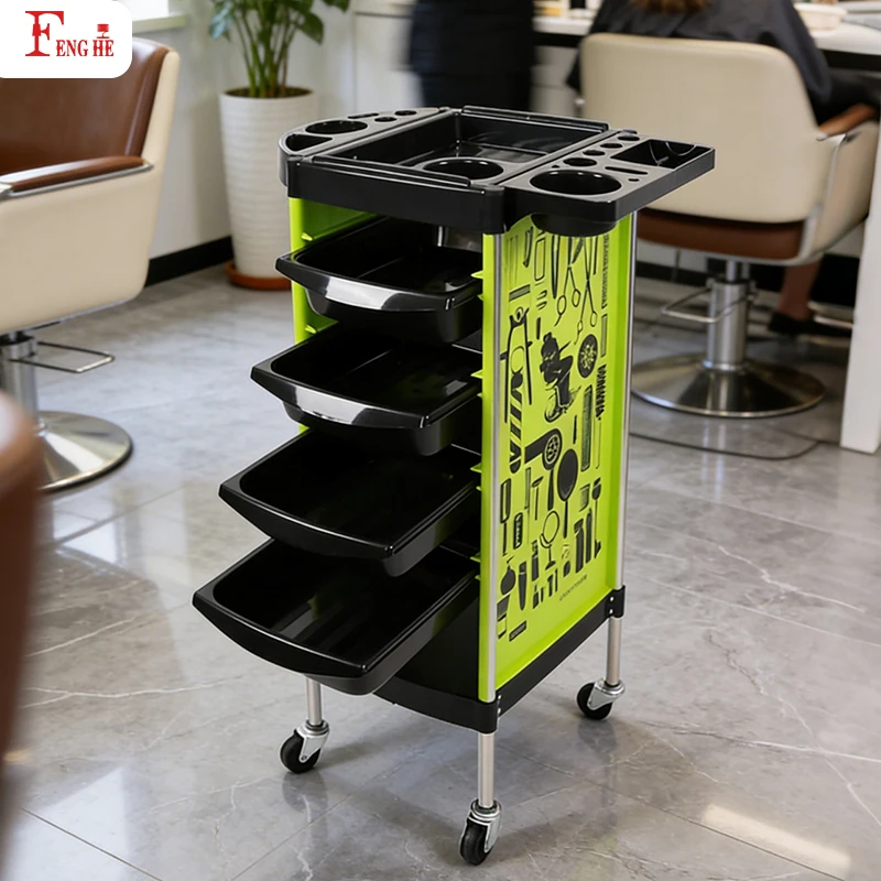 Mehrfarbiger Beauty-Rollwagen für Friseure