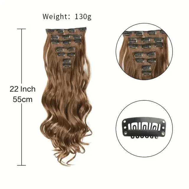 Clip-in Haarverlängerungen Lockig, 7 Stück, 56 cm 4
