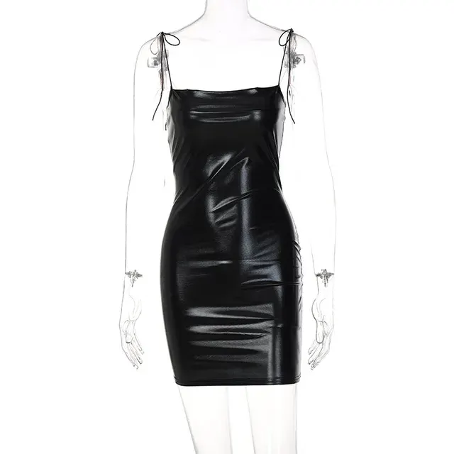 Kunstleder Minikleid silber 4