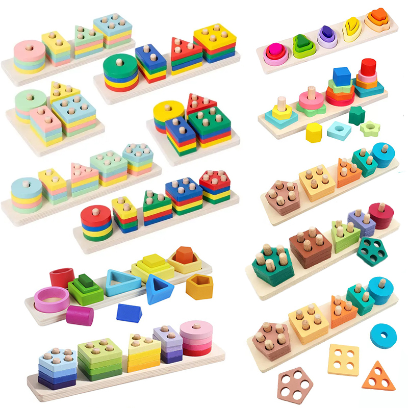 Montessori Holz-Steckspiel für Kleinkinder 2