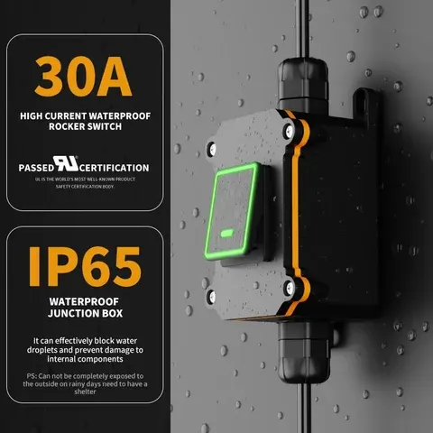 Wasserdichter Inline-Kippschalter mit LED, IP65