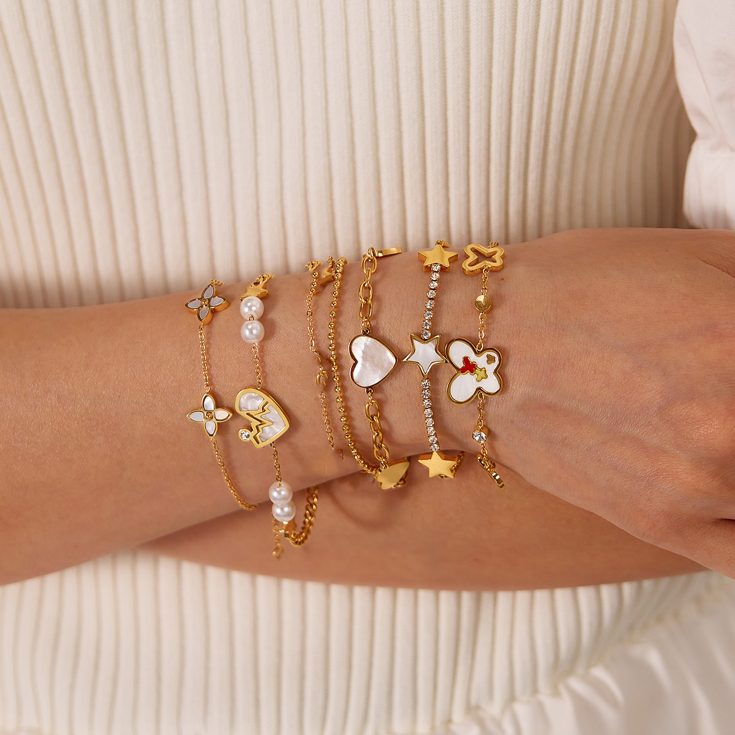 Edelstahl Armband für Damen vergoldet 2