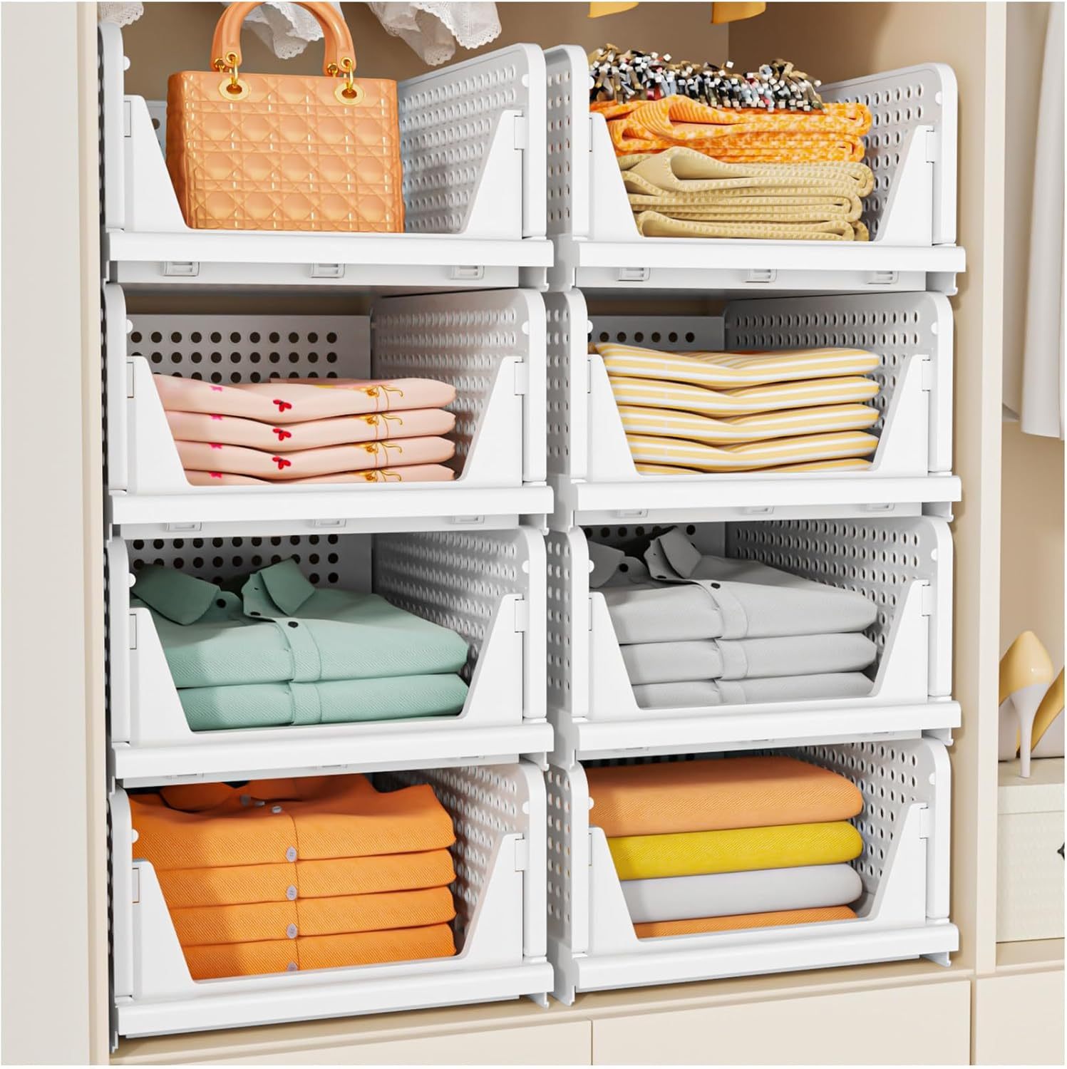 Platzsparender Stapelbox-Organizer für Kleiderschrank