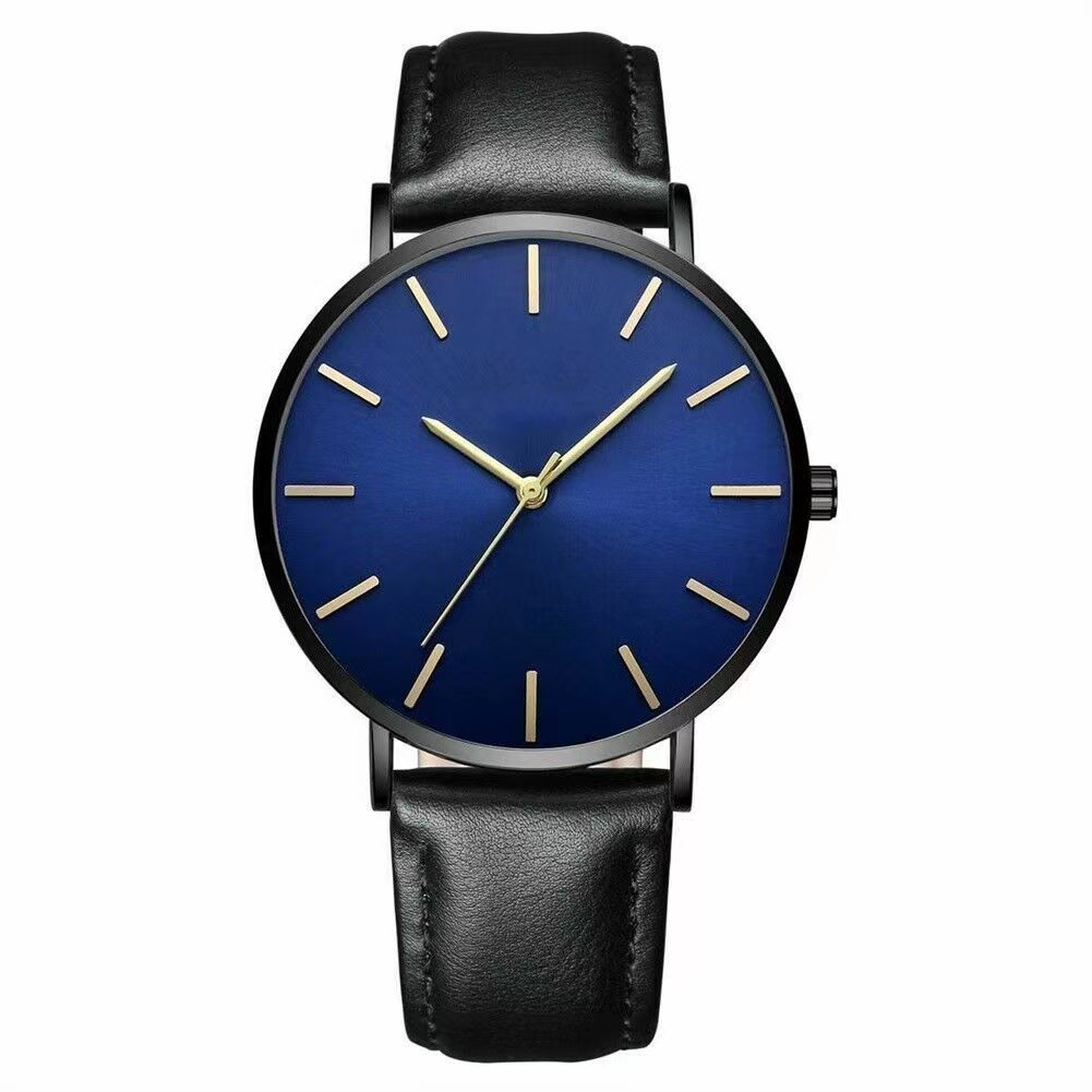 Schlichte Lederarmband-Uhr, 40 mm 2