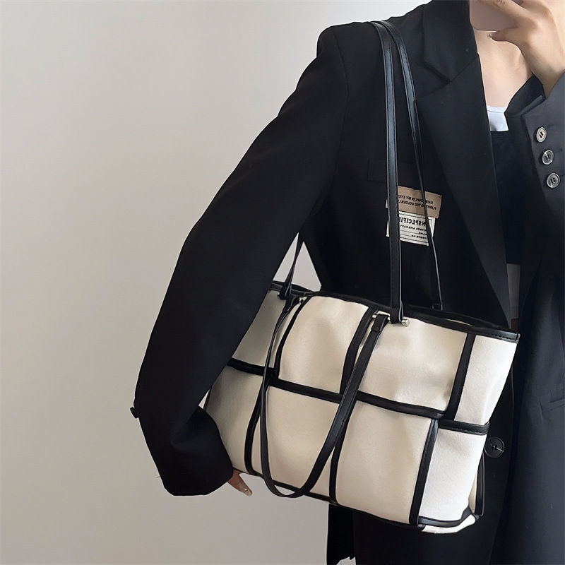 Große Damen Canvas Schultertasche für Pendler 4