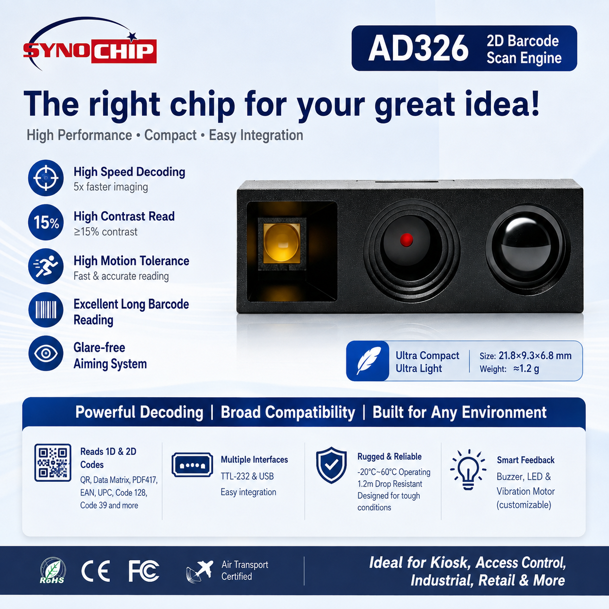 1D/2D-Barcode-Scanner-Modul USB für POS 2