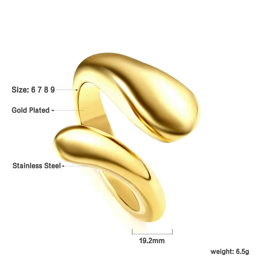 18K Vergoldeter Edelstahl Damen Statement Ring 2