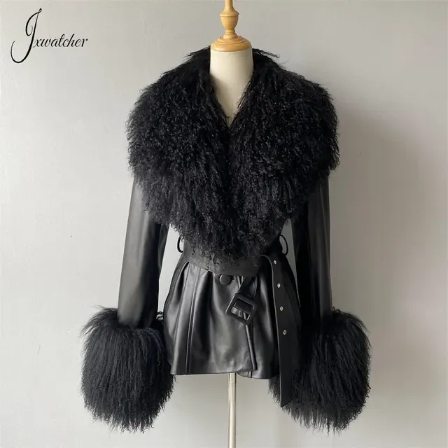 Lederjacke mit Pelzkragen 3