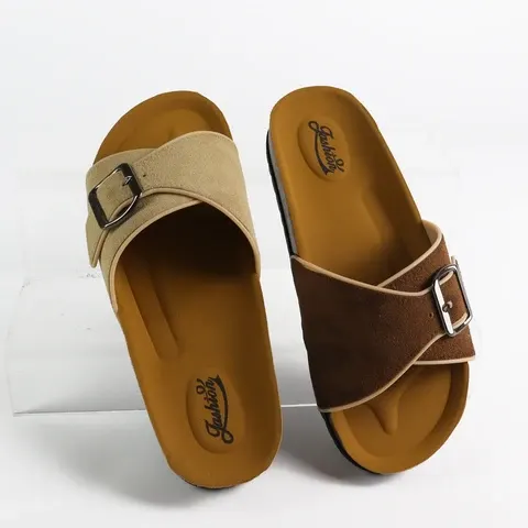 Flache Damen-Hausslides aus Pantoffel-Material