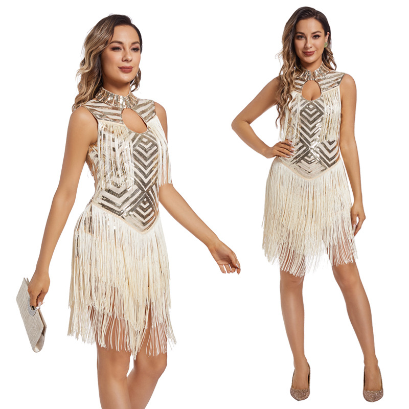 Quasten Pailletten Kleid