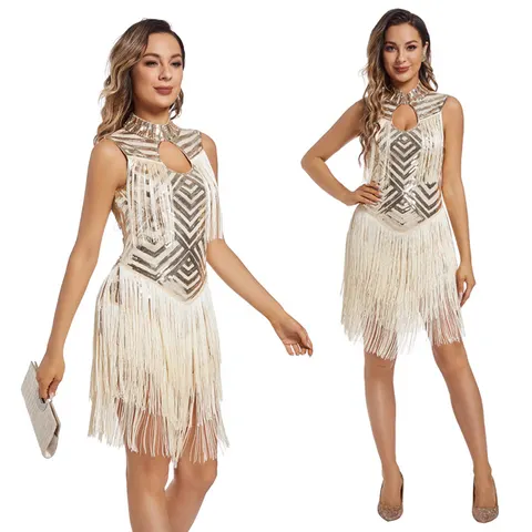 Quasten Pailletten Kleid