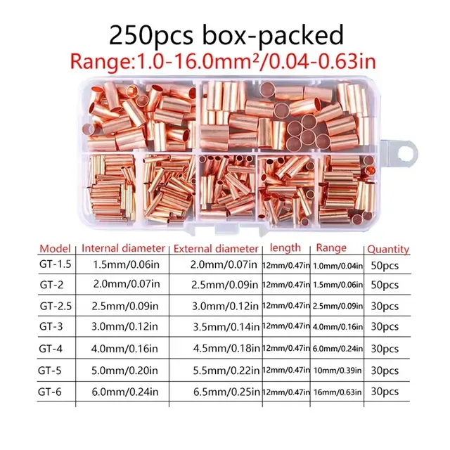 Kupfer-Verbinderrohr-Set, 250-teilig mit Crimpzange 4