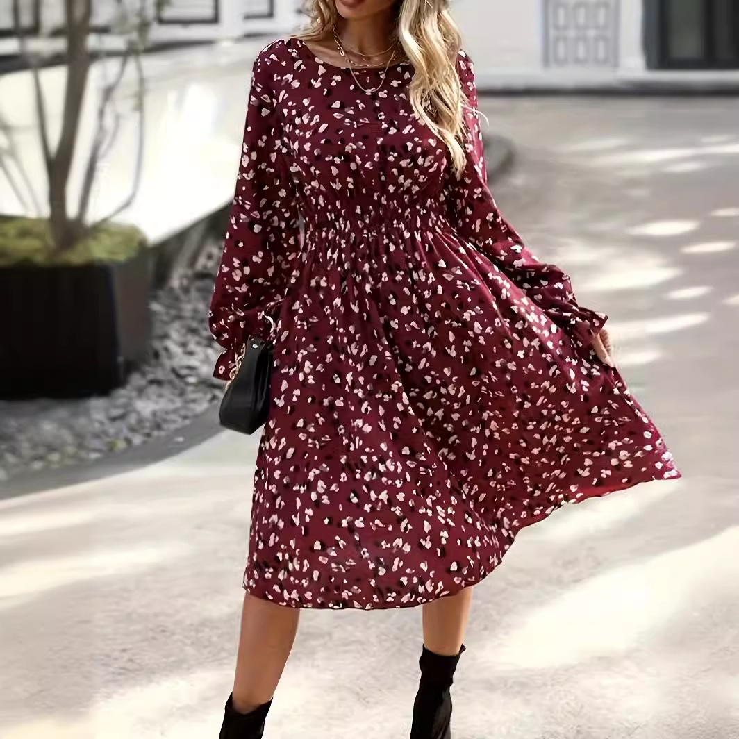Laternenärmel-Kleid mit Print 3
