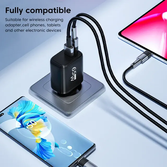 65W GaN USB-C Schnellladegerät, Doppelport 4