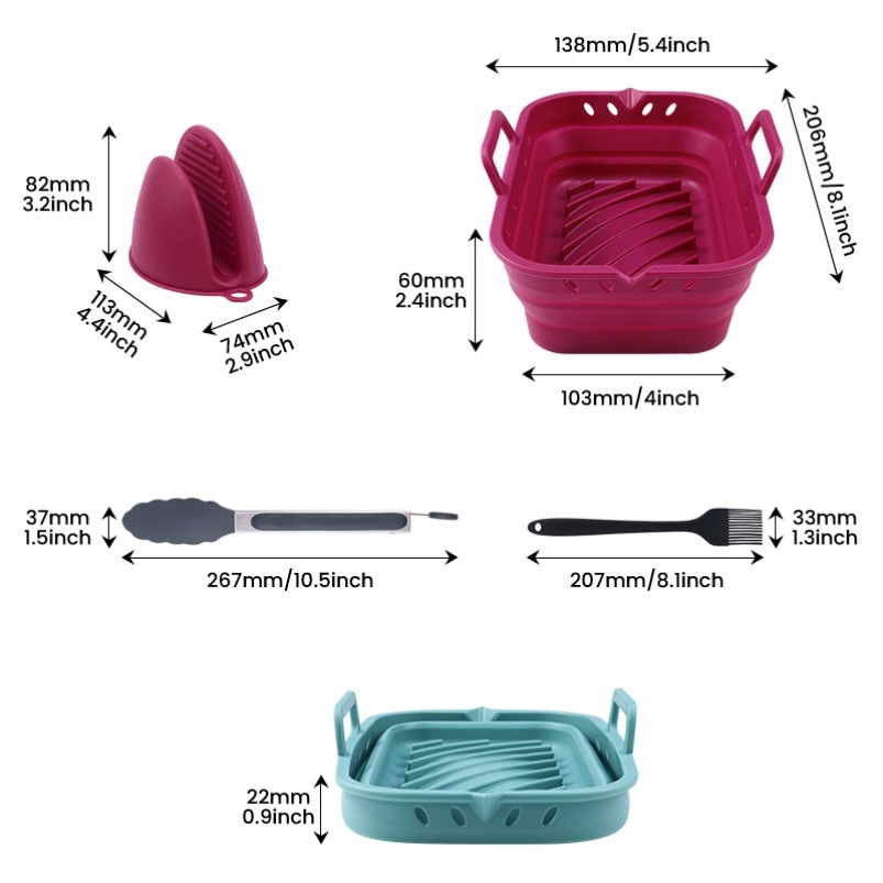 Faltbare Silikon-Backmatte für Airfryer 3
