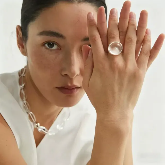 Geometrische Kristall-Ringe Verstellbar Offen 2