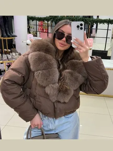 Damen-Jacke mit Kunstpelzkragen