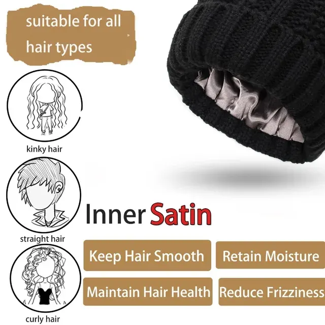 Satin-gefütterte Strickmütze 3