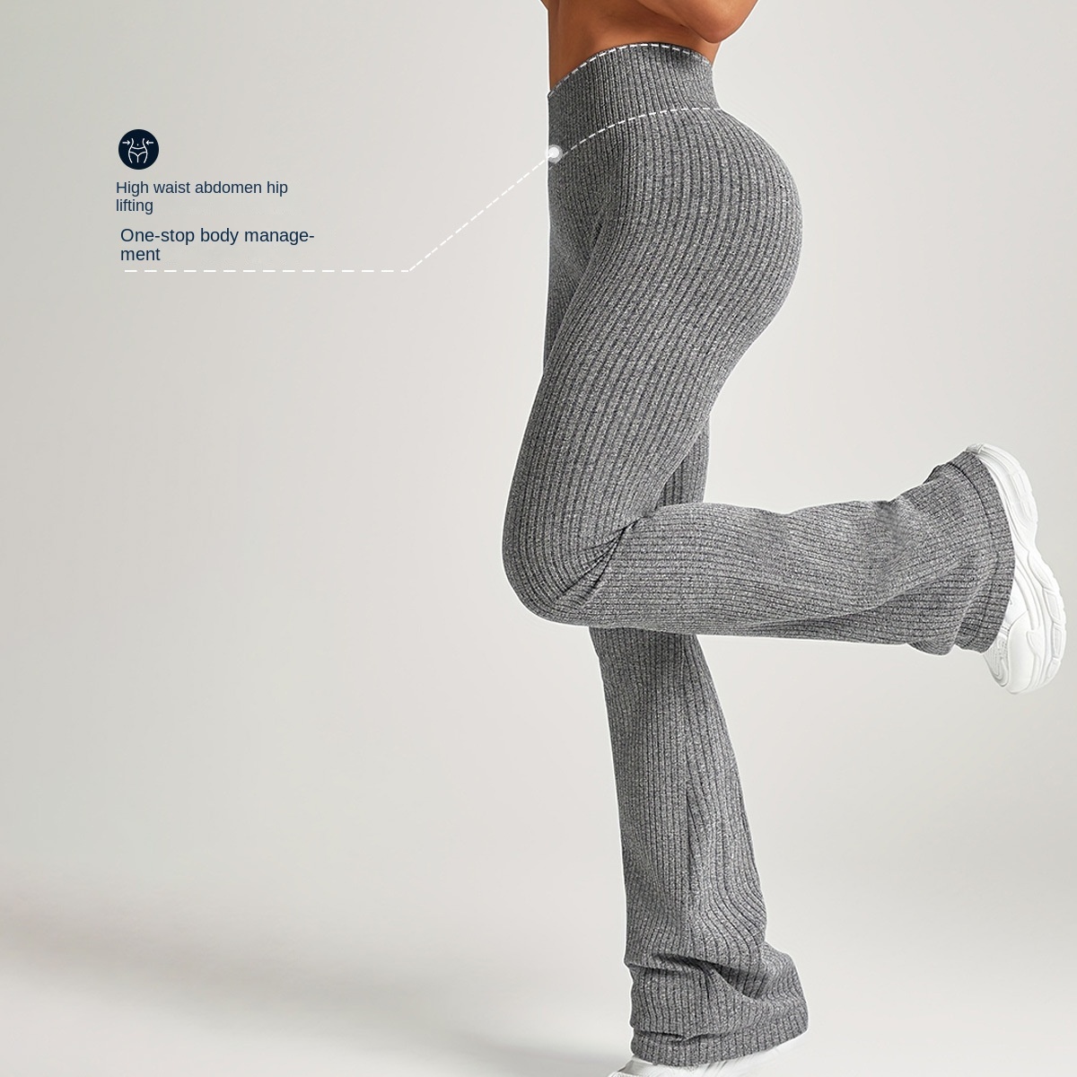 Bauchformende Damen-Yogahose mit Struktur 3