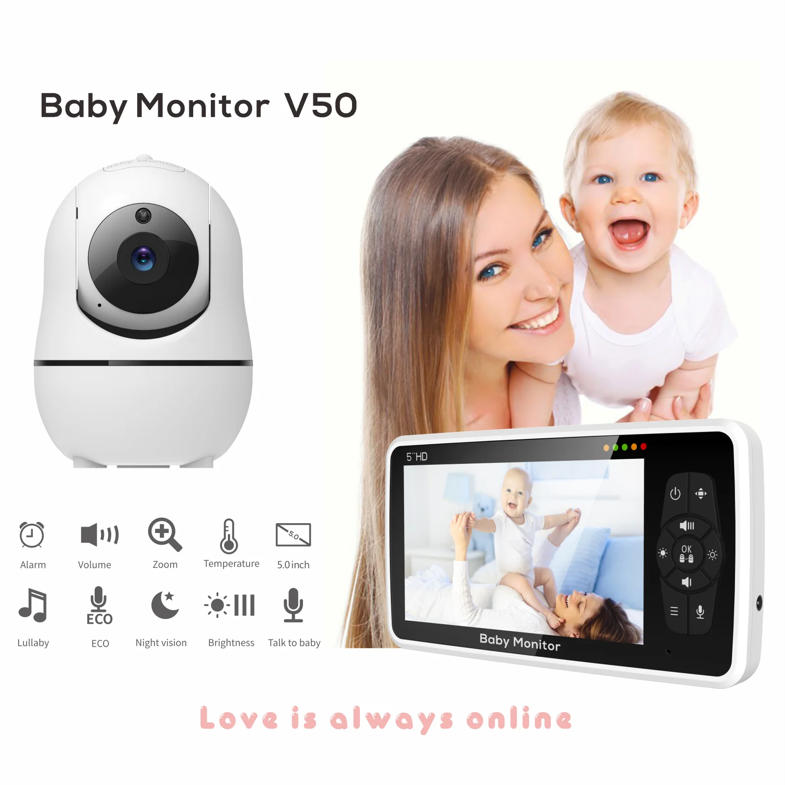 5-Zoll Video-Babyphone mit Zoom und Akku 2