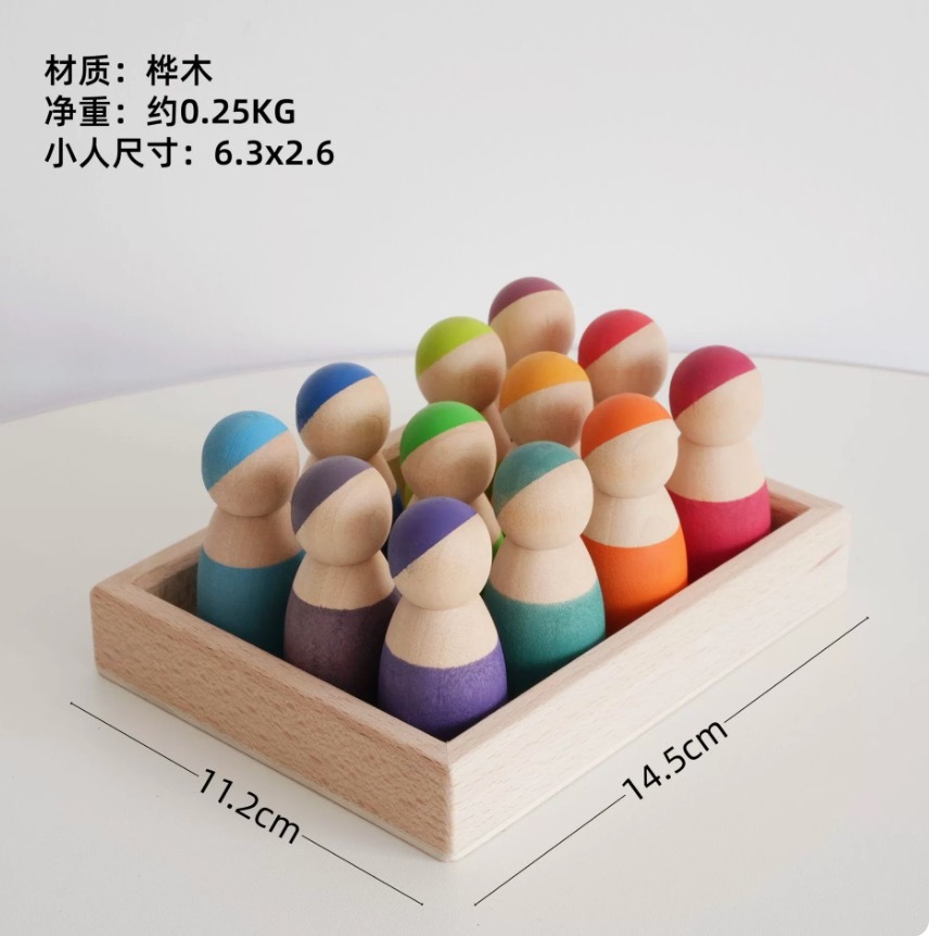 Montessori-Regenbogen-Stapelsteine aus Holz 4