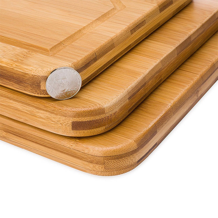 Bio-Bambus Schneidebrett-Set mit Saftrille, 3-teilig 4