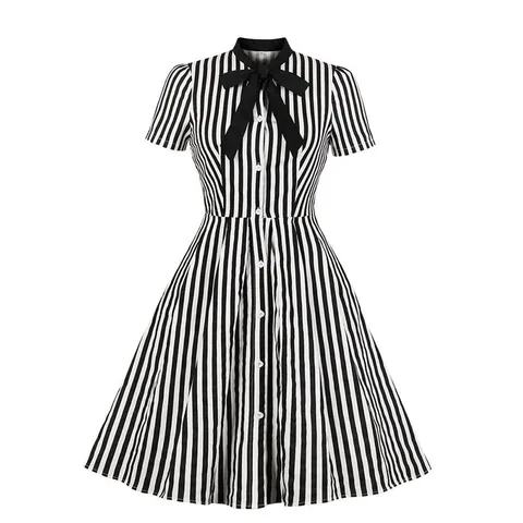 Vintage-Knopfkleid gestreift