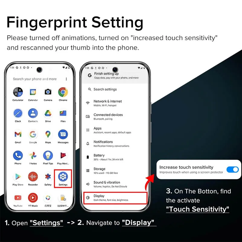Displayschutzfolie aus Glas mit Fingerabdruck-Entsperrung 3