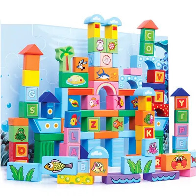100-teiliges Holz-Bausteinset für Kleinkinder 2