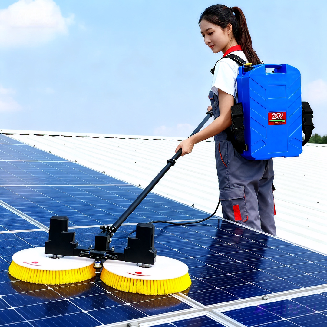 Solarpanel Reinigungsgerät Elektrisch Doppelbürste Rotierend