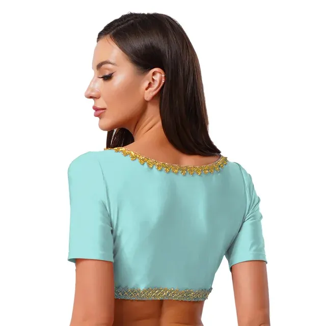 Bauchtanz-Crop-Top mit Goldbesatz 4