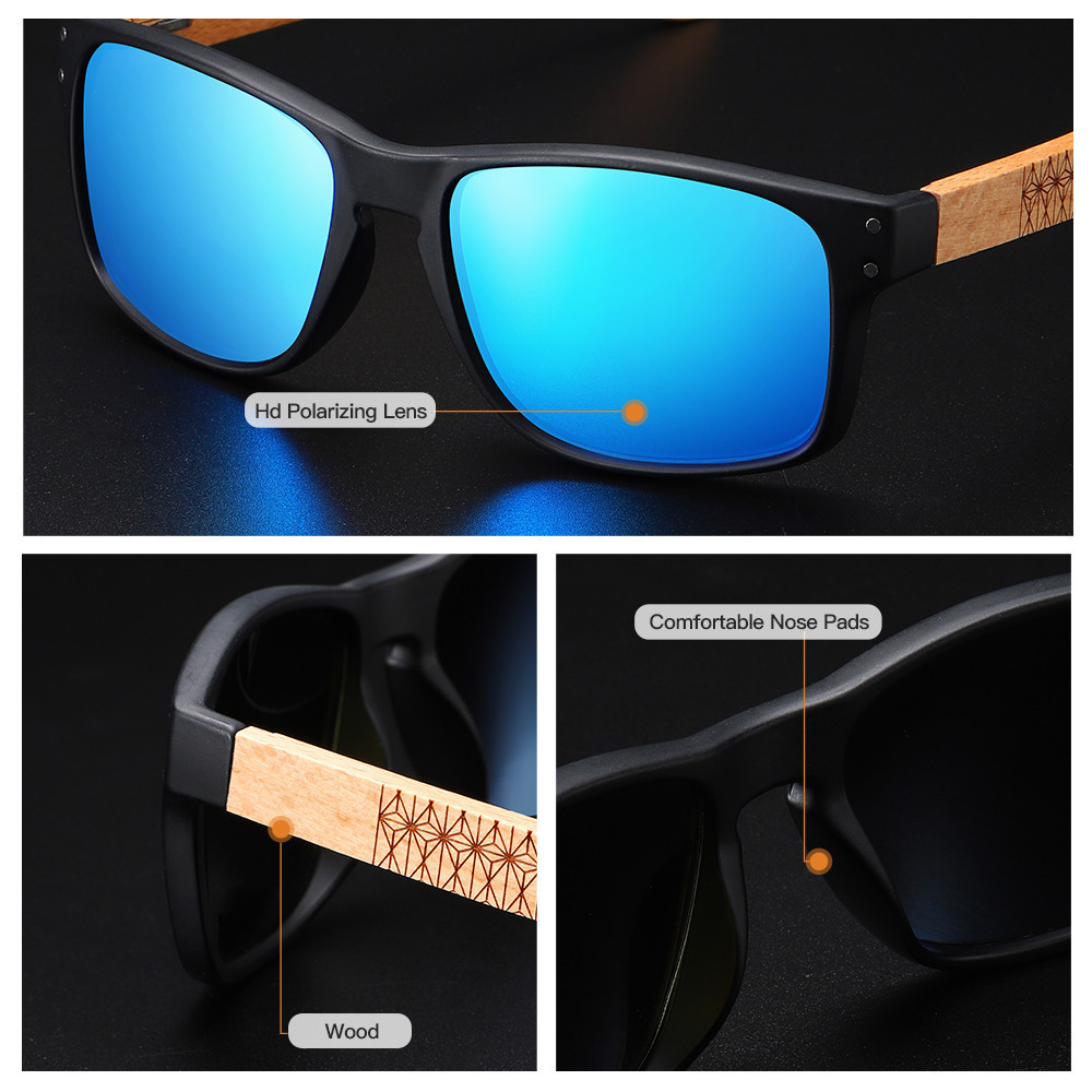 Retro-Sonnenbrille, polarisiert, Holzgestell 4