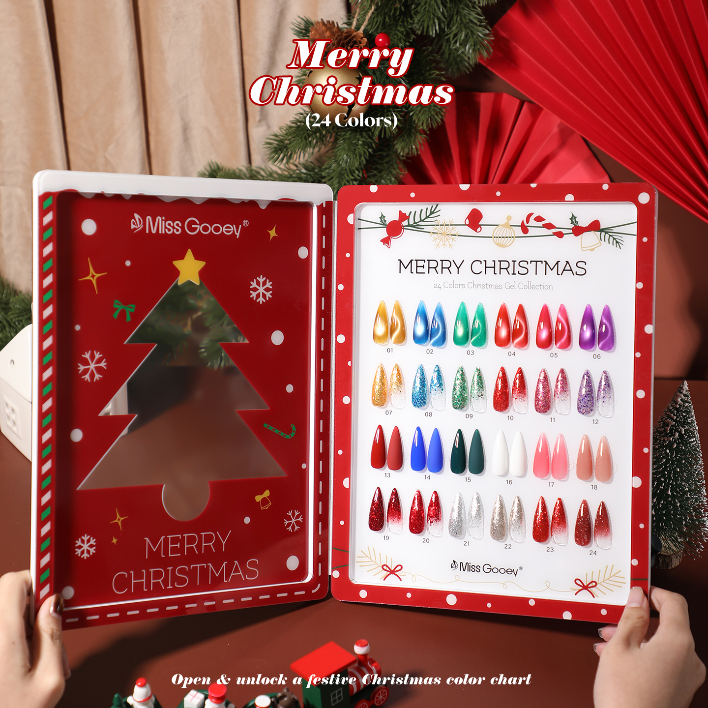 Cat-Eye Gel-Nagellack Set Winter Glitzer UV/LED 2