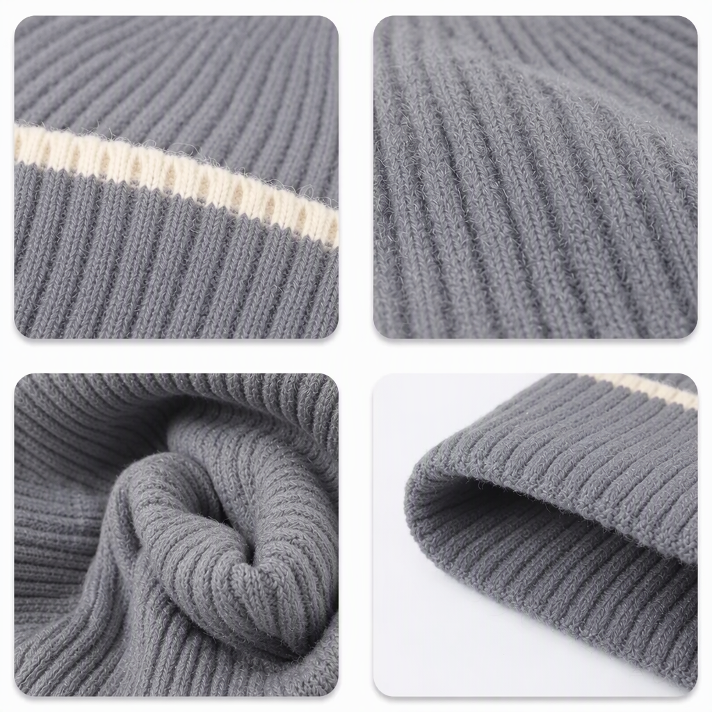 Merino-Rippmütze mit Buchstabenstickerei 2