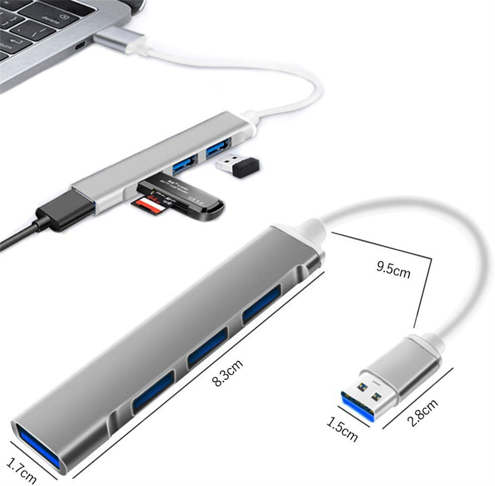Ultraflacher Aluminium USB 3.0 Verteiler 4-Port 3