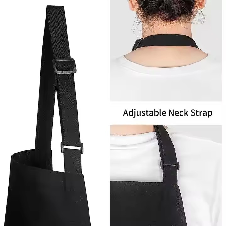 Unisex-Kochschürze mit Taschen in Schwarz 4