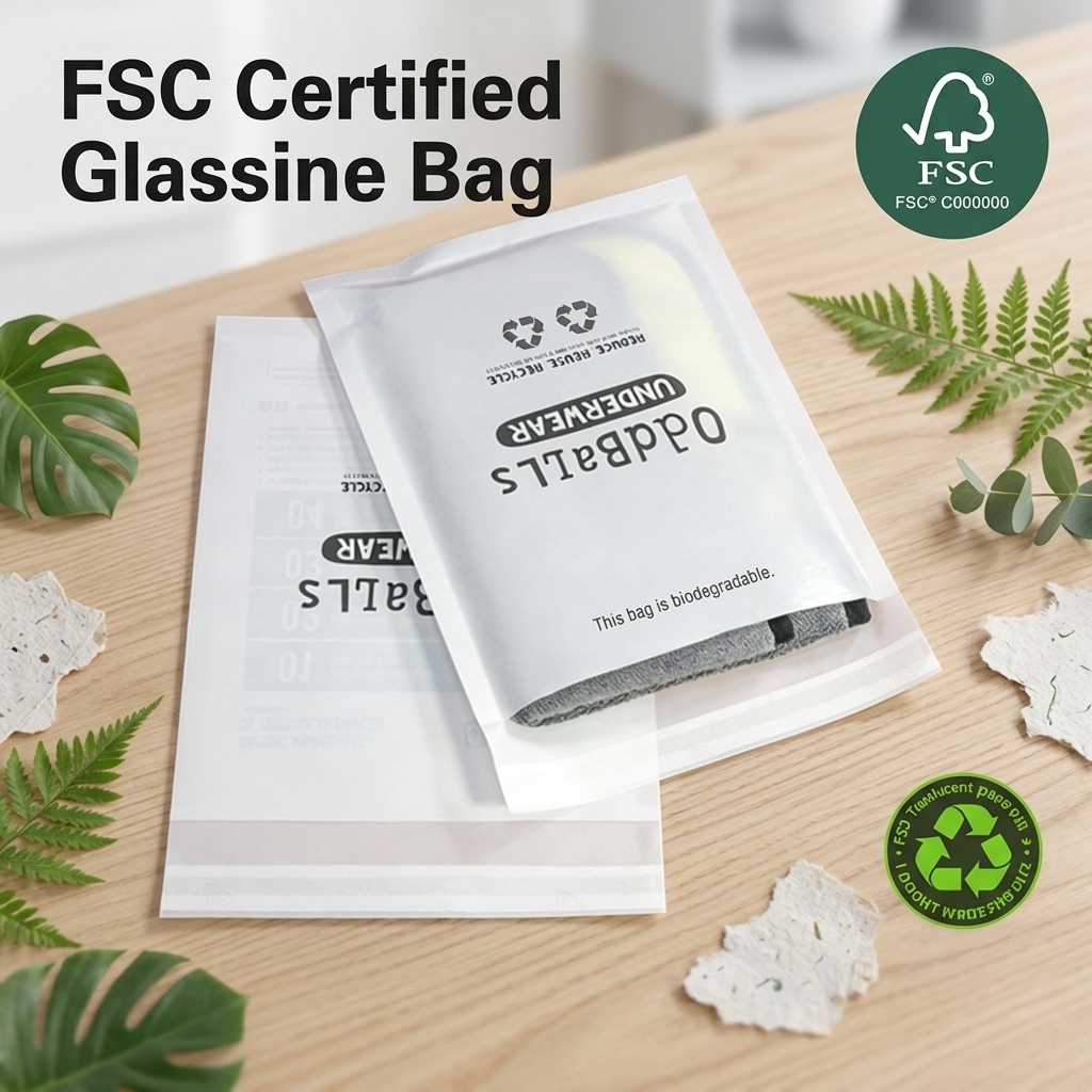 Plastikfreie Glassine-Kleidertaschen für Textilien
