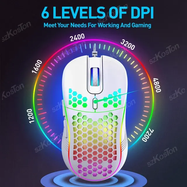 Wabenförmige RGB-Gaming-Maus kabelgebunden 4