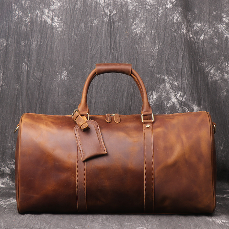 Wasserdichte Vintage Lederreisetasche mit Geometrie-Muster 3