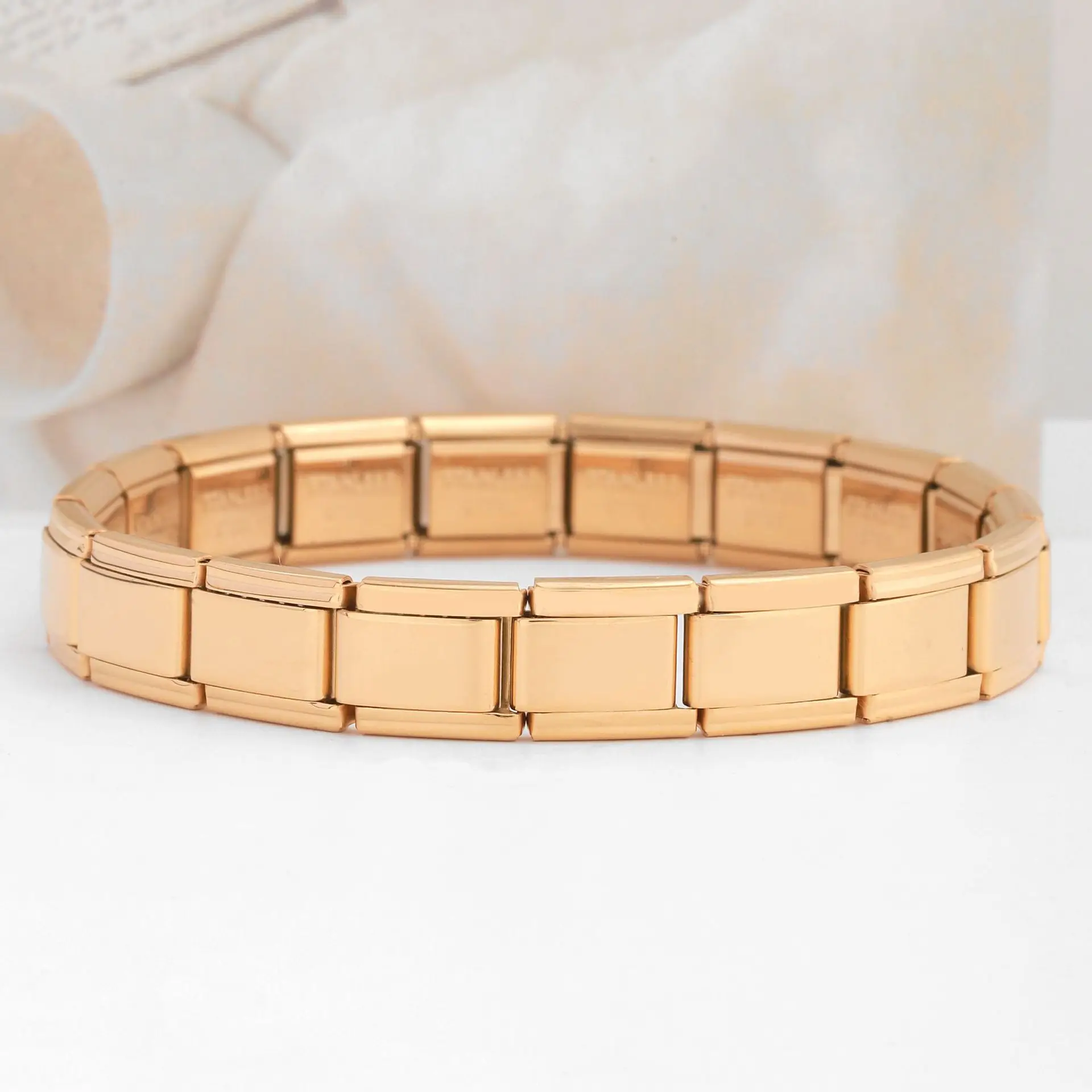 Quadratisches Edelstahl-Armband Italienische Module 4