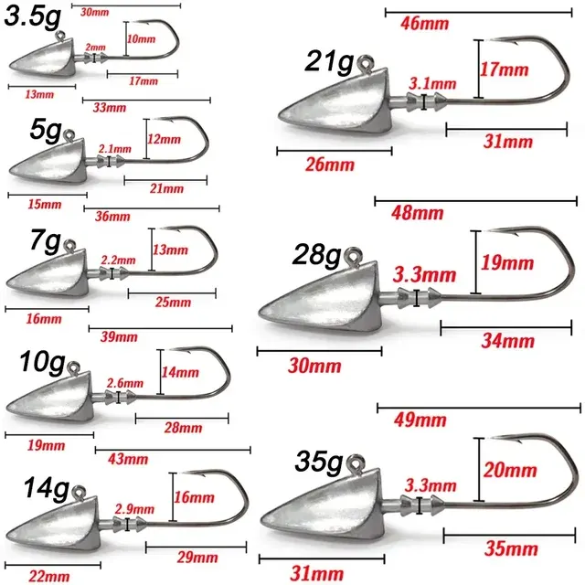Metall-Jigkopf-Haken-Set 3,5–35g 2