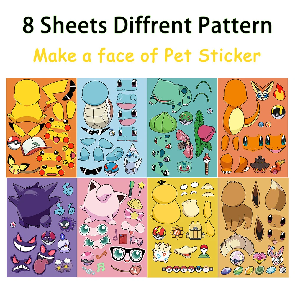 Pokemon Puzzle-Aufkleber Gesichter-Set 2
