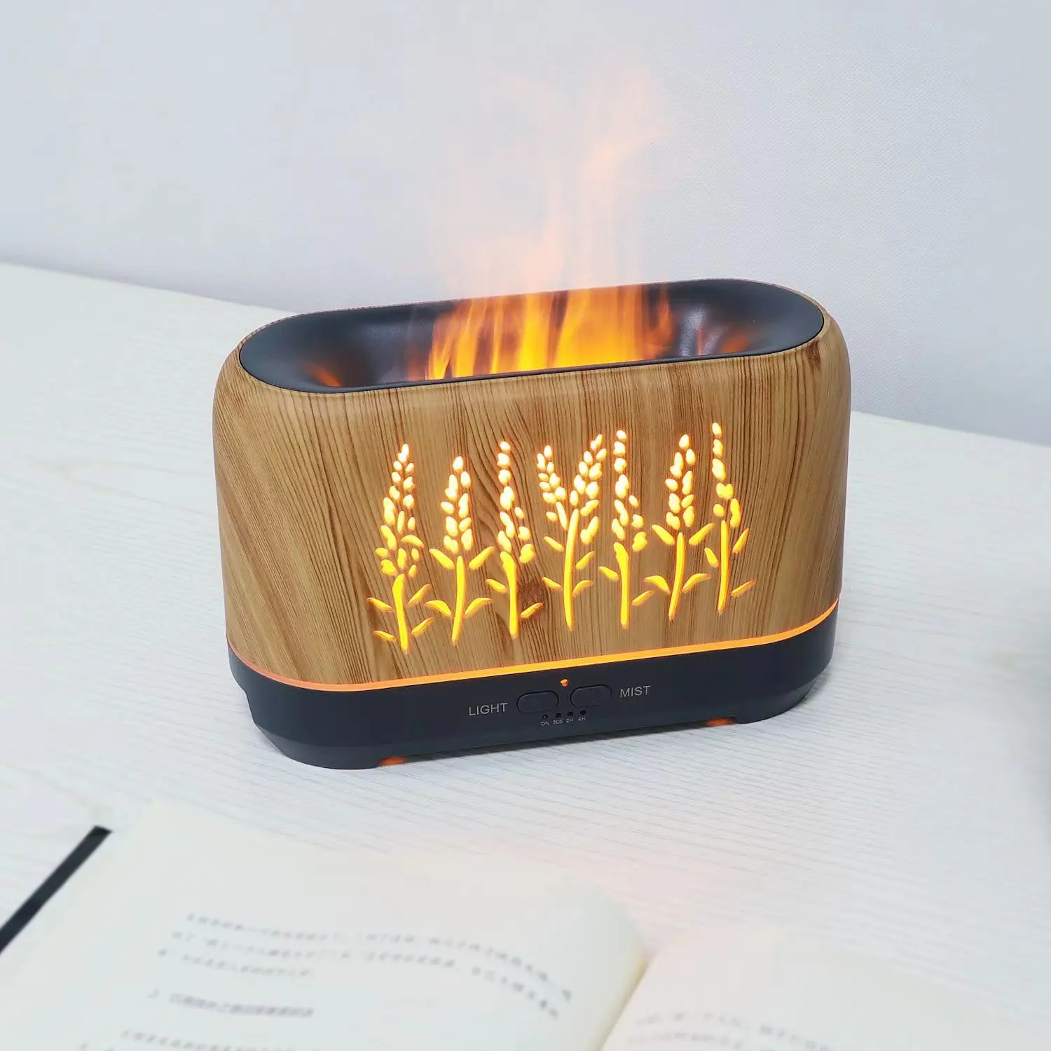 Aromatherapie-Diffuser im Holzdekor mit Flammenoptik 4