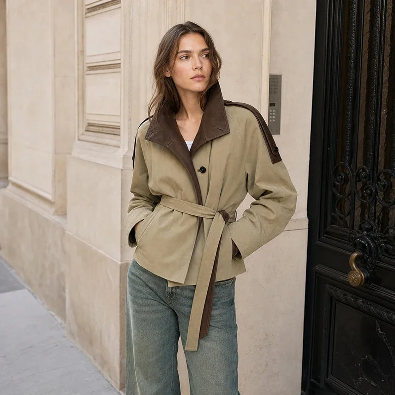 Damen Kunstleder-Trenchcoat 2